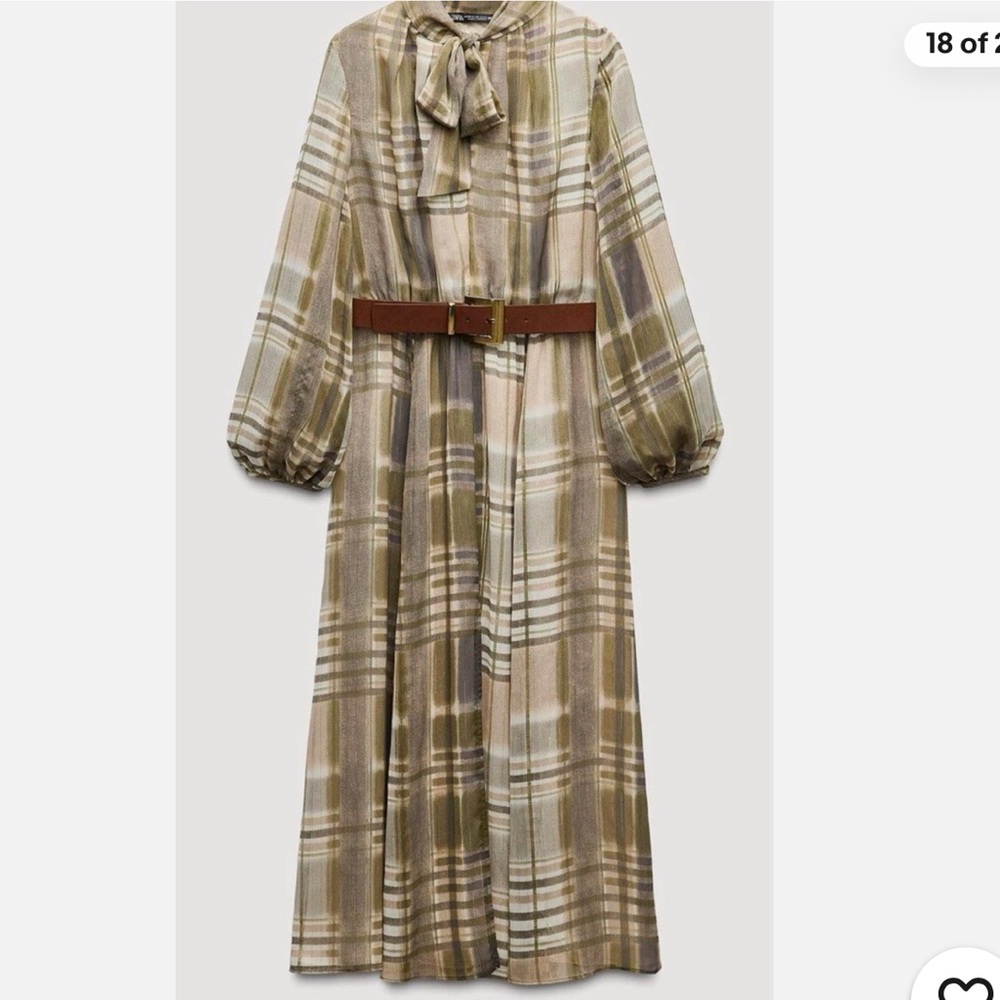 Zara Women's Midi Plaid Chiffon Dress